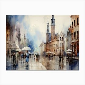 Watercolor Of A City Canvas Print