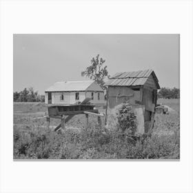 Privy And Primitive Henhouse With New House In The Rear, Southeast Missouri Farms By Russell Lee Canvas Print