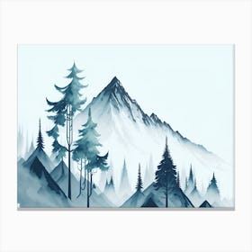 Mountain And Forest In Minimalist Watercolor Horizontal Composition 112 Canvas Print