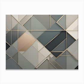 A Geometric Pattern Of Gray And Black Squares With Gold Lines, Creating A Modern And Elegant Design Canvas Print