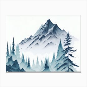 Mountain And Forest In Minimalist Watercolor Horizontal Composition 182 Canvas Print