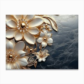 Golden Jewelry Flowers 2 Canvas Print