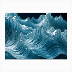 Abstract Image Of A Blue, Undulating Surface Resembling Waves Or Mountains Canvas Print