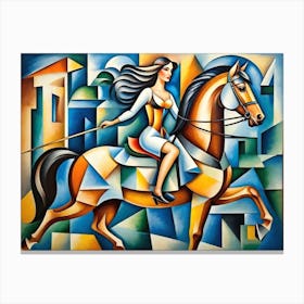 Woman Riding A Horse Canvas Print