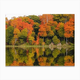 Autumn Trees Reflected In A Lake 1 Canvas Print