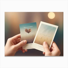 A Close Up Image Of Two Hands Holding A Set Of Cards With A Blurred Background, Creating A Sense Of Intimacy And Connection Canvas Print