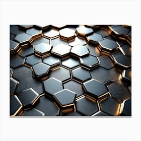 3d Art Background, Metal High Quality Hexagon Rendering Design Honeycomb 2 Canvas Print