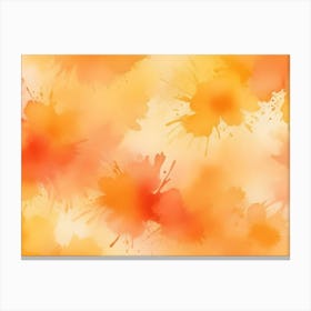 Abstract Background With Orange And Yellow Watercolor Splatters On A Light Yellow Background 1 Canvas Print