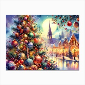 Christmas Tree On The Street Canvas Print