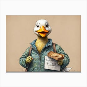 Duck With Bread Canvas Print