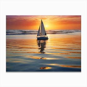 Sailboat At Sunset 1 Canvas Print