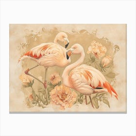 Floral Animal Illustration Flamingo 2 Canvas Print
