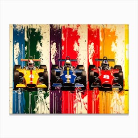 Single Seater Race Cars - 3 Racing Cars Canvas Print