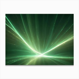 An Abstract Digital Illustration Of A Green And Yellow Light Radiating Outward From The Center Of The Image, Resembling A Starburst, A Laser Beam, Or A Futuristic Portal Canvas Print