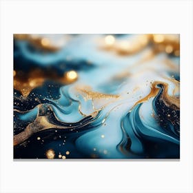 Abstract Blue And Gold Painting 1 Canvas Print