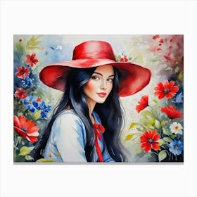 Girl Among Flowers 5 Canvas Print