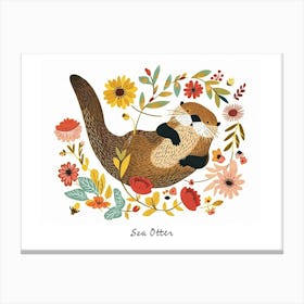 Little Floral Sea Otter 3 Poster Canvas Print