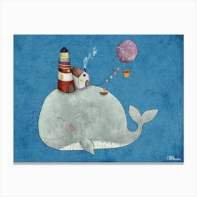 Whale With Balloons Canvas Print