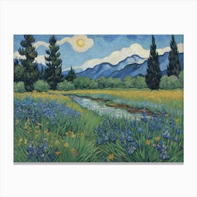 Mountains Embrace the Meadow Field Of Wildflowers Canvas Print