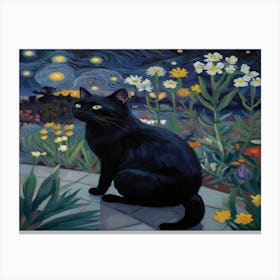 Black Cat At Night Canvas Print