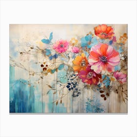 Vintage Bright Flowers 18 Canvas Print