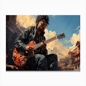 Man Playing An Electric Guitar 1 Canvas Print