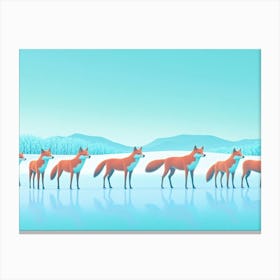 Foxes In The Snow Canvas Print