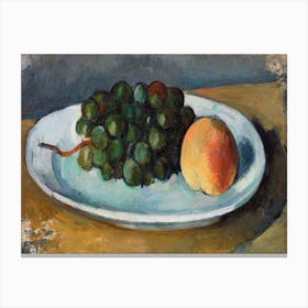 Grapes And Peach On A Plate, Paul Cézanne Canvas Print