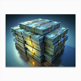 Stack Of Bundled Money Canvas Print