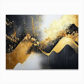 Abstract Golden and Black Shapes in The Paint Drawing Background 2 Canvas Print