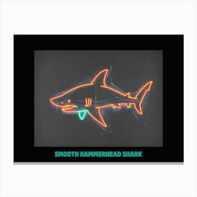 Orange Smooth Hammerhead Neon Shark 5 Poster Canvas Print