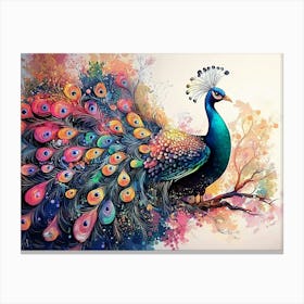 Colorful Peacock 1 Canvas Print