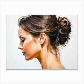 Side Profile Of Beautiful Woman Oil Painting 59 Canvas Print