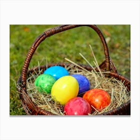 Easter Eggs In A Basket 5 Canvas Print