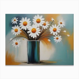 Daisies In Vase Abstract Canvas Print
