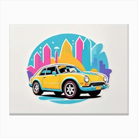 Car Sticker with a city background Canvas Print