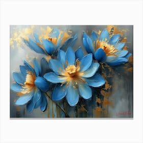 Gold Plated Blue Passiflora Incarnata Flowers Canvas Print