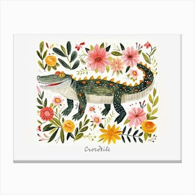 Little Floral Crocodile 1 Poster Canvas Print