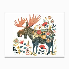 Little Floral Moose 2 Canvas Print