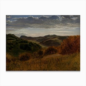 Sunrise Over the Hills Vintage Muted Neutral Landscape Canvas Print