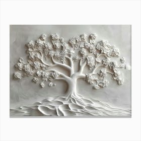 3d Relief White Tree Artwork 1 Canvas Print