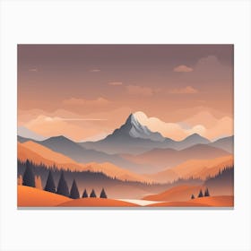 Misty mountains horizontal background in orange tone 101 Canvas Print