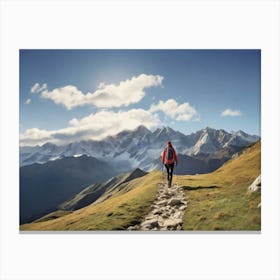 Hiker On A Trail Canvas Print