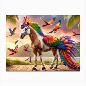 Colorful Horse-Bird Canvas Print