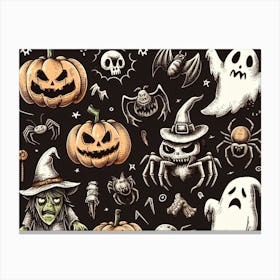 Halloween Doodles Canvas Print
