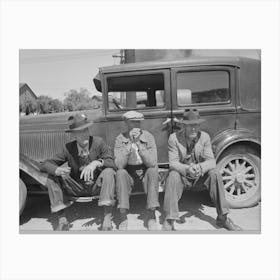 Farmers Sitting On Running Board Of Car At Liquid Feed Loading Station, Owensboro, Kentucky By Russell Lee Canvas Print