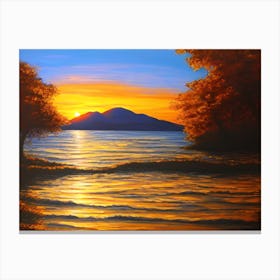 Sunset Over The Lake 3 Canvas Print