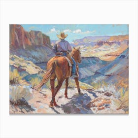 Cowboy In Red Rock Canyon Nevada 1 Canvas Print