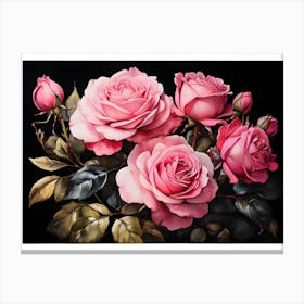 Default A Stunning Watercolor Painting Of Vibrant Pink Roses B 1 (1) Canvas Print