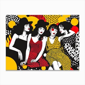 Three Women In Polka Dots Canvas Print